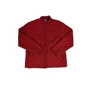LL Bean Jacket Womens 2XL Red Quilted Insulated Puffer Full Zip Hiking Trail